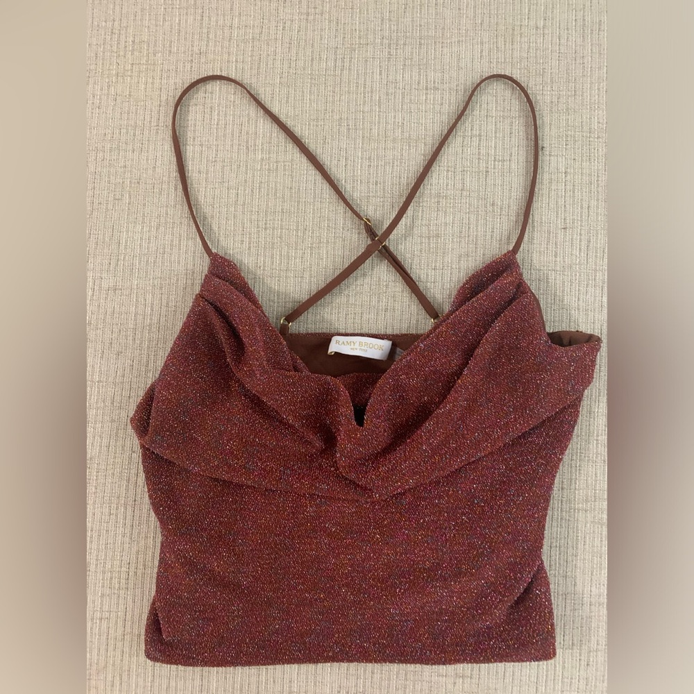 Ramy Brook glitter cowl neck tank